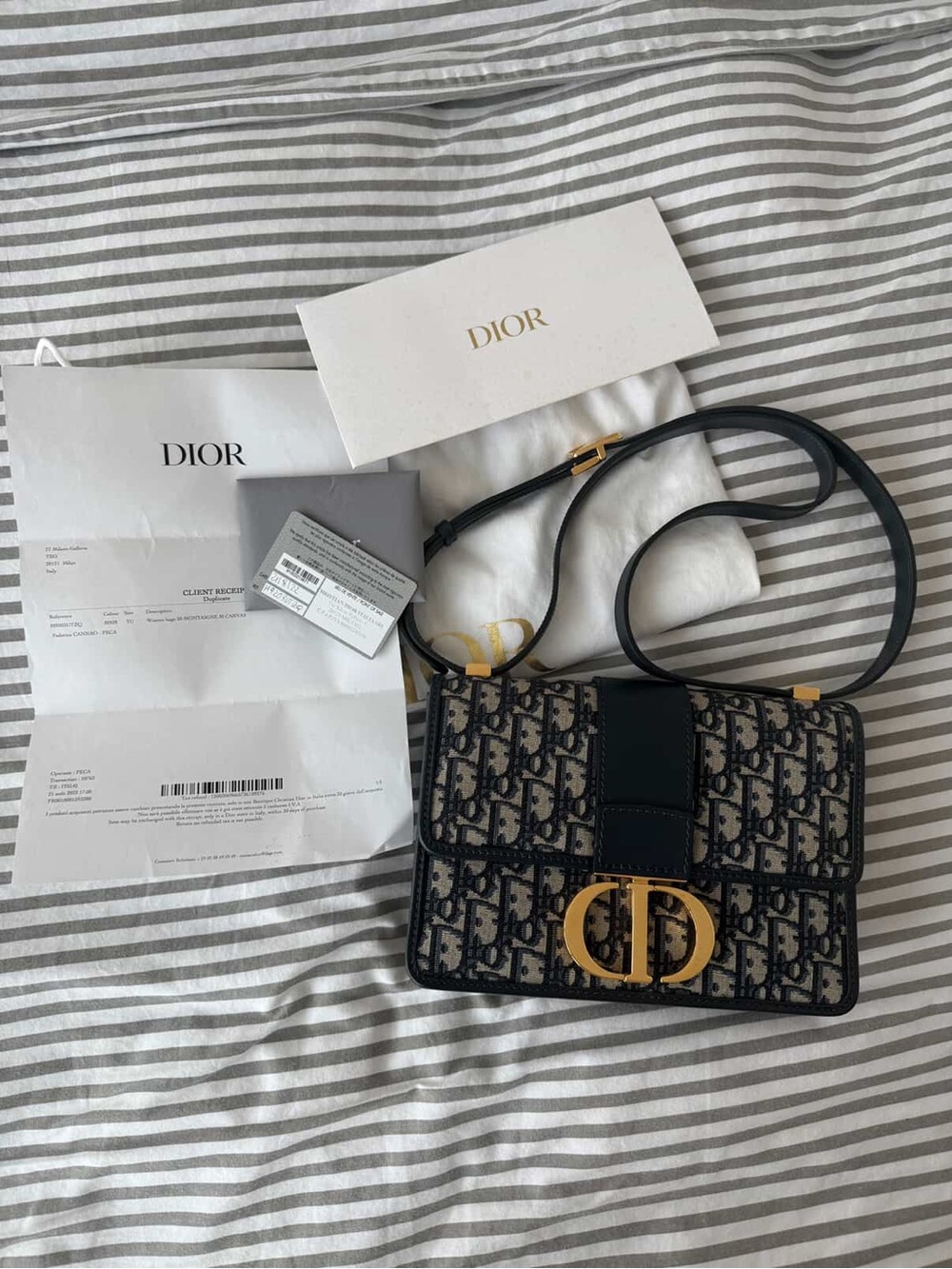 Dior Navy and Beige Oblique Canvas CD Saddle Crossbody Bag
